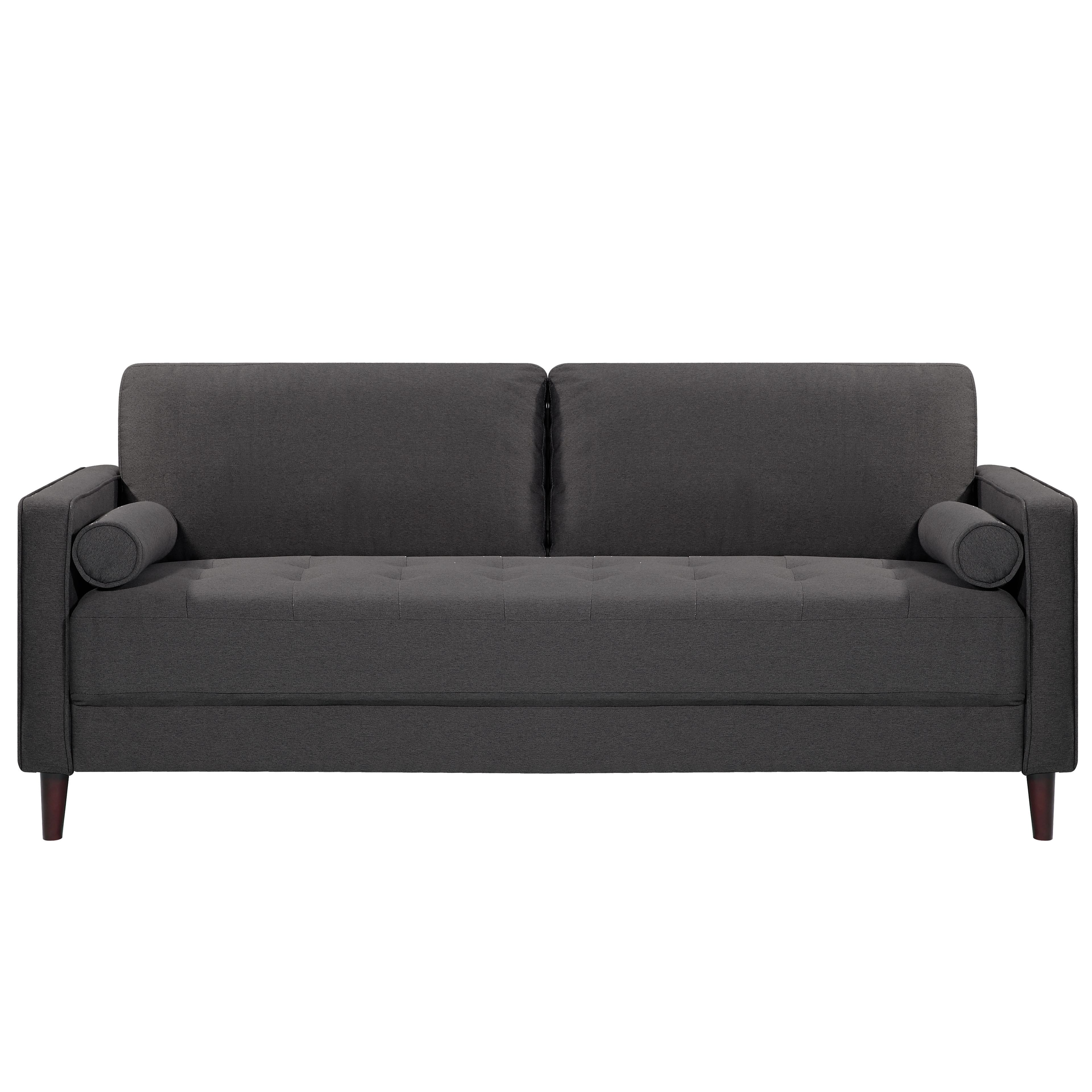 Front. Lifestyle Solutions - Langford Sofa with Upholstered Fabric and Eucalyptus Wood Frame - Heather Grey.