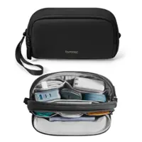 tomtoc - Light-T12 Electronic Accessory Organizer Tech Pouch Cable Bag Travel Case for Cords, Cables, Charger, Medium Size - Black - Front_Zoom