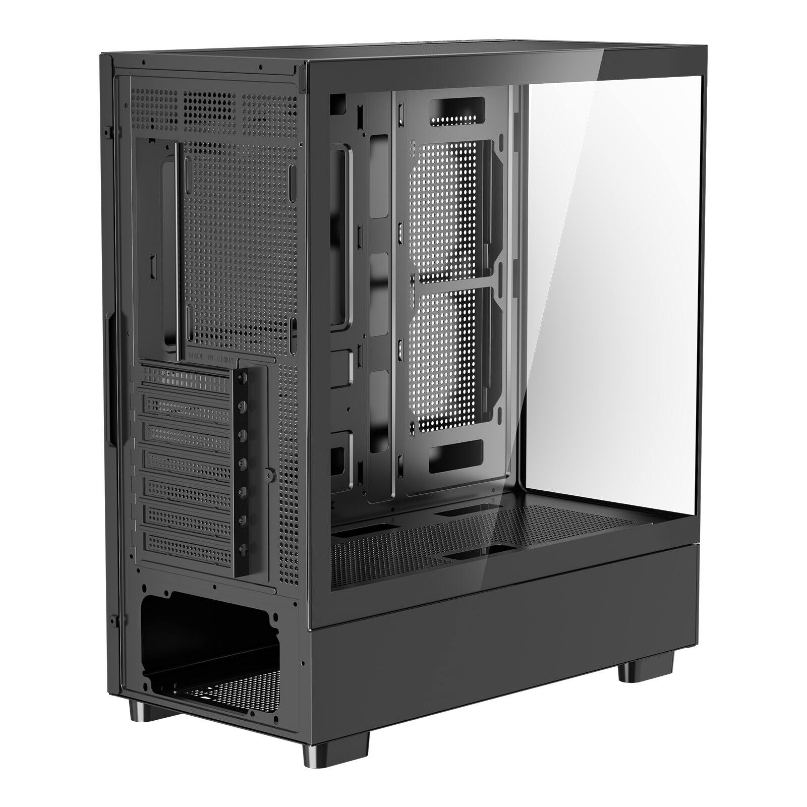 Alt View 9. Glintex - PC Gaming Case Mid-Tower Computer Case Airflow Tempered Glass 6x120mm PWM ARGB Fans Cable Manage ATX M-ATX ITX 410mm GPU - GTEX740432.