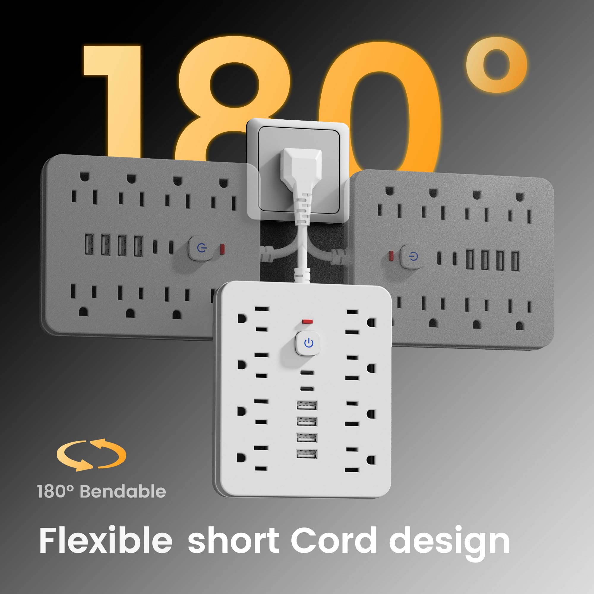 180° Bendable Flexible short Cord design