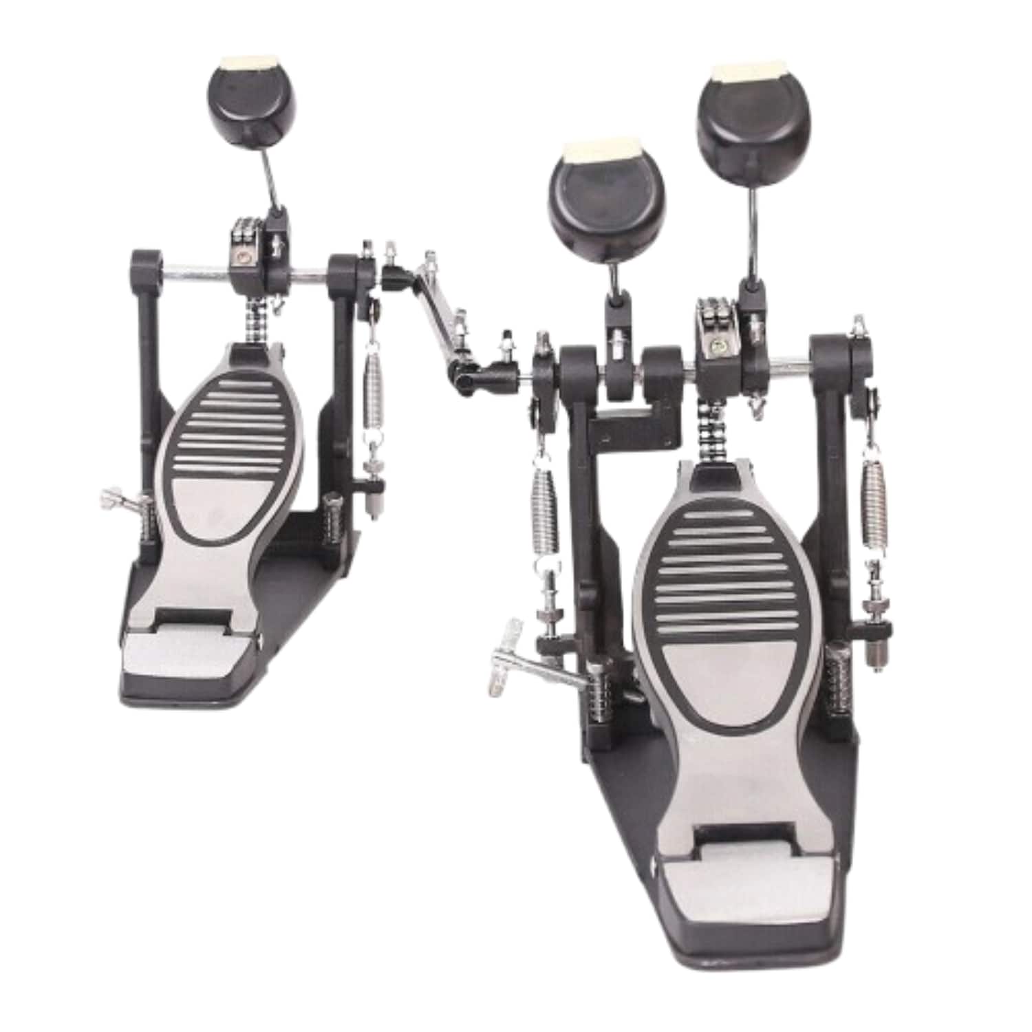 Home Collection - Double Bass Drum Pedal Twin Kick Pedal Dual Chain Drive Twin Beater - Black/Silver