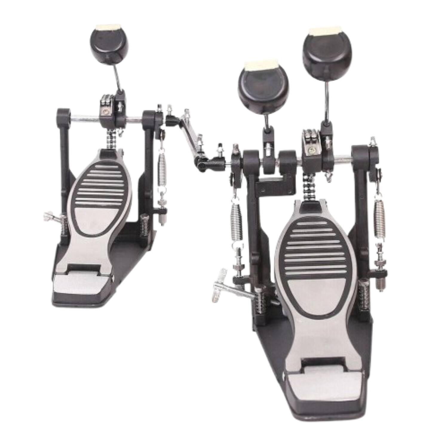 Front. Home Collection - Double Bass Drum Pedal Twin Kick Pedal Dual Chain Drive Twin Beater - Black and Silver.