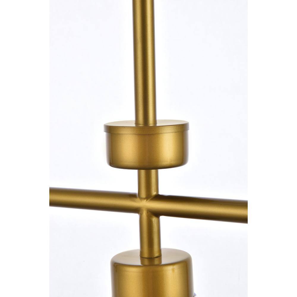 Alt View 3. Living District - Mera 3 lights brass pendant - Brass And Clear.