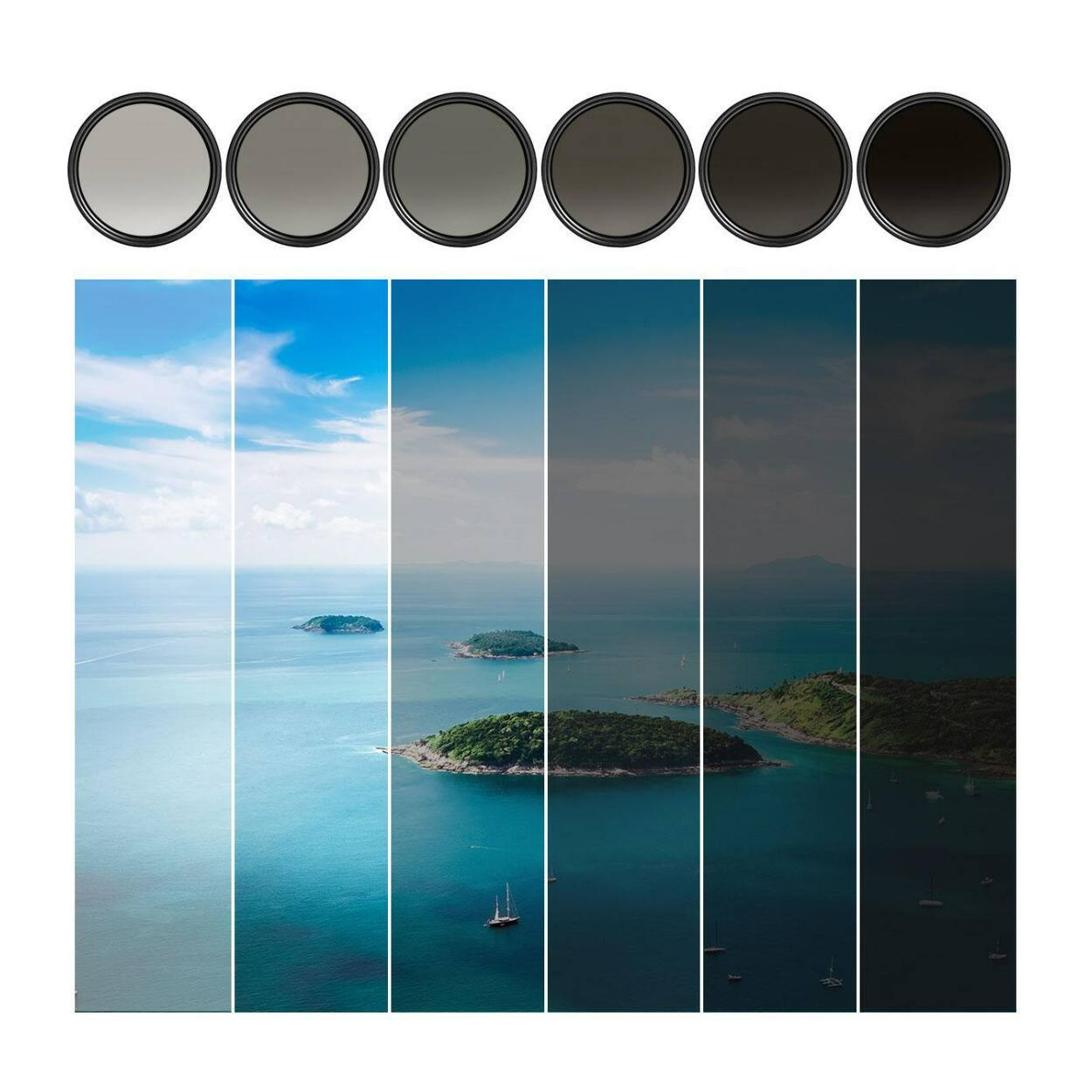 Back. K&F Concept - K&F Concept Variable Fader ND2-ND400, 67 mm HD Filter Lens with Cleaning Cloth.