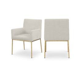 Meridian Furniture - Reeves Cream Chenille Fabric Dining Chair, Set of 2 - Beige