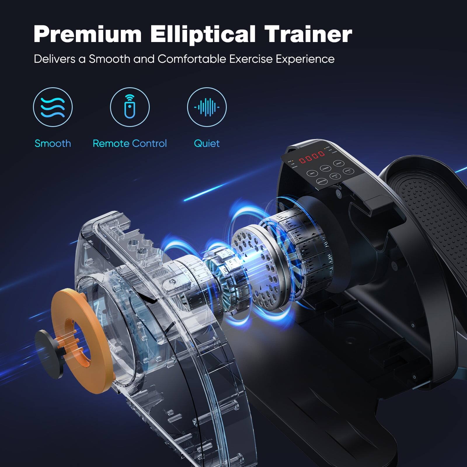 Premium Elliptical Trainer  
Delivers a Smooth and Comfortable Exercise Experience  

- Smooth  
- Remote Control  
- Quiet