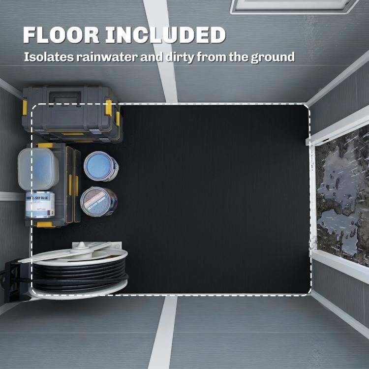 FLOOR INCLUDED  
Isolates rainwater and dirt from the ground  
SKY BLUE