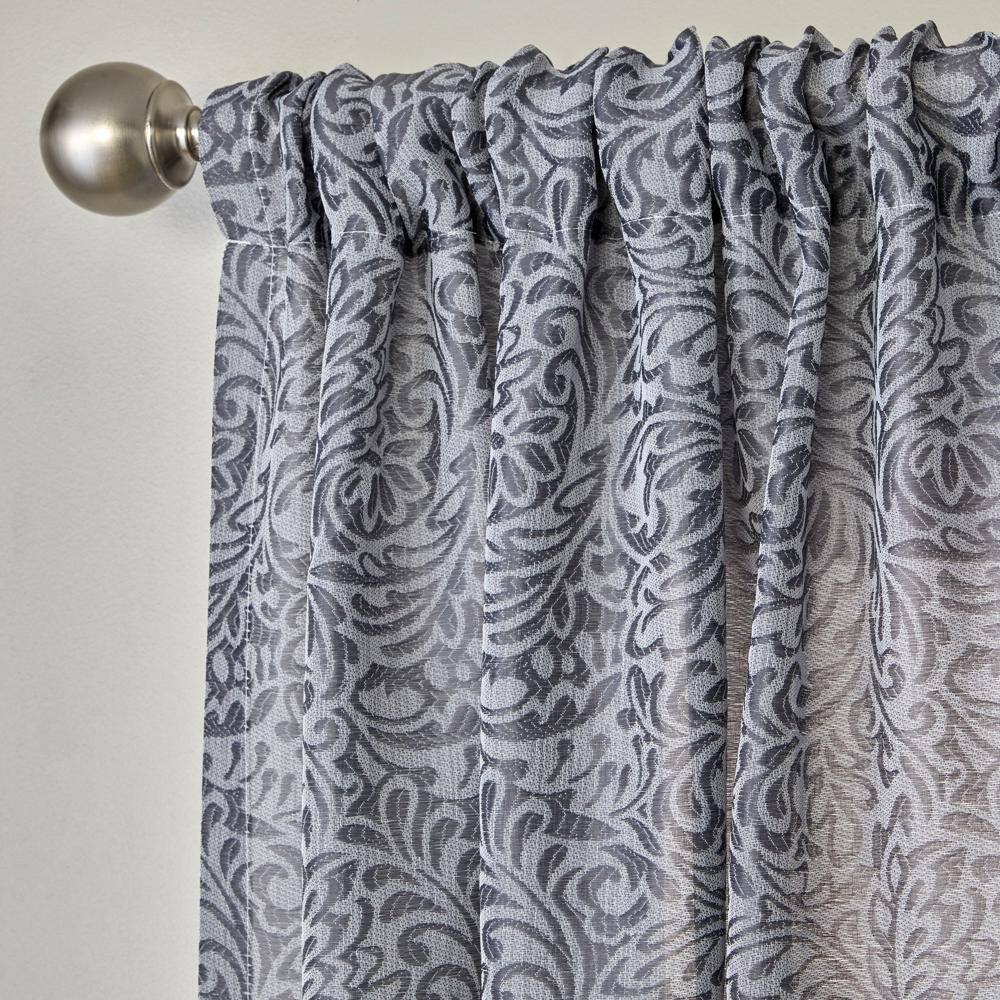 Angle. SKL Home - SKL Home By Saturday Knight Ltd Soft Swirl Window Curtain Panel - 56" x 63" Charcoal - Charcoal.