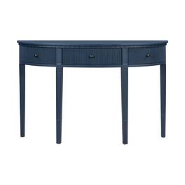 Boyel Living - Modern Vertical Stripe Console Table with 3 Drawers and Solid Pine Legs - Blue