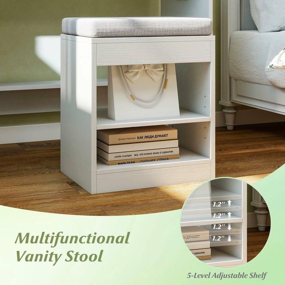 23337  
SAME a BCL. DIr HA R CHIP CUNUE CTAYA  
1.2" 1.2" Multifunctional Vanity Stool 1.2" 1.2" R 5-Level Adjustable Shelf