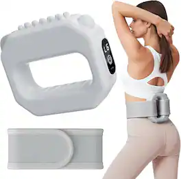 MERACH - Cordless Fascia Massager with 6 Intensity Levels, Adjustable Strap, Quiet Vibration, USB-C Charging - Gray