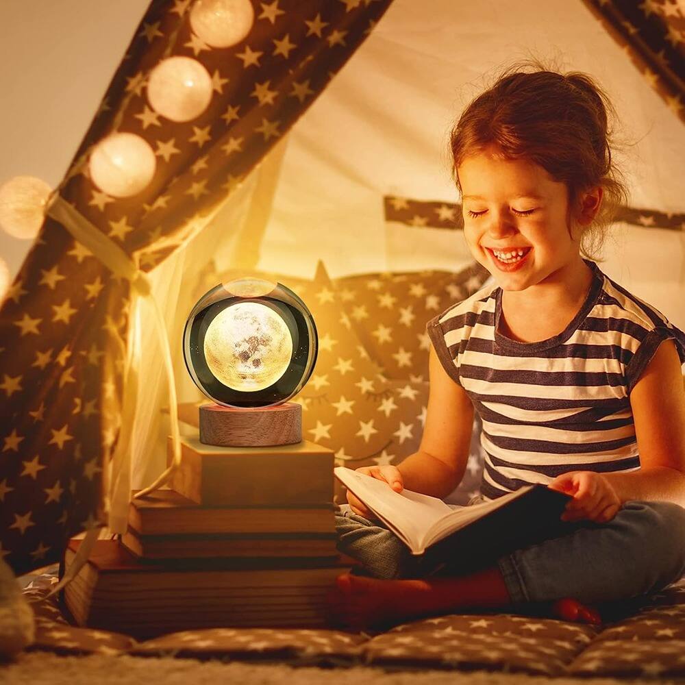 Alt View 2. MOSZAR LLC - 3D Galaxy Crystal Ball Night Light, Color-Changing LED Base with Remote.