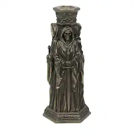 Veronese Design - The Deaths Macabre Triple Skeleton Grim Reaper Single Taper Candle Holder - Bronze