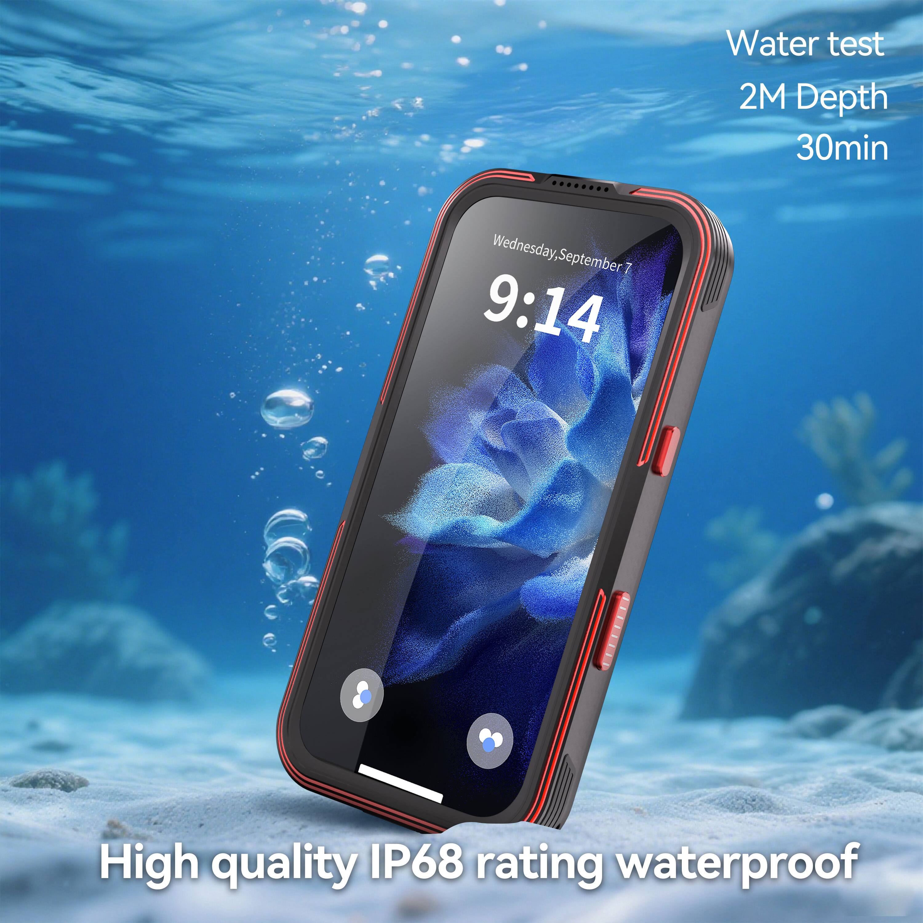 Water test 2M Depth 30min  
Wednesday, September 7  
9:14  
High quality IP68 rating waterproof