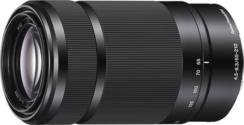 Angle. Sony - 55-210mm f/4.5-6.3 Telephoto Lens for Most Alpha E-Mount Cameras - Black.