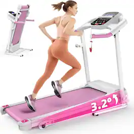 Loheer - Compact Folding Treadmill for Home Quiet Motor Incline Shock Absorbing Space Saving Running Machine - Black