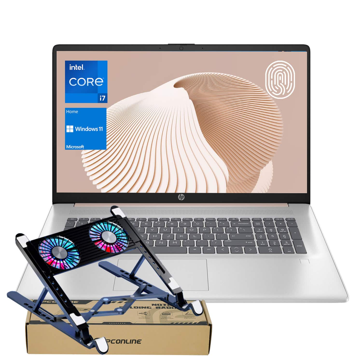 HP - 17.3" FHD Laptop - Intel Core i7-1355U with 16GB RAM - 512GB SSD - Numeric Keypad & Backlit Keyboard - PCO Laptop Cooler - Rose