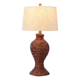 Jonathan Y - Elicia 31" Coastal Cottage Water Hyacinth Weave LED Table Lamp - Dark Brown