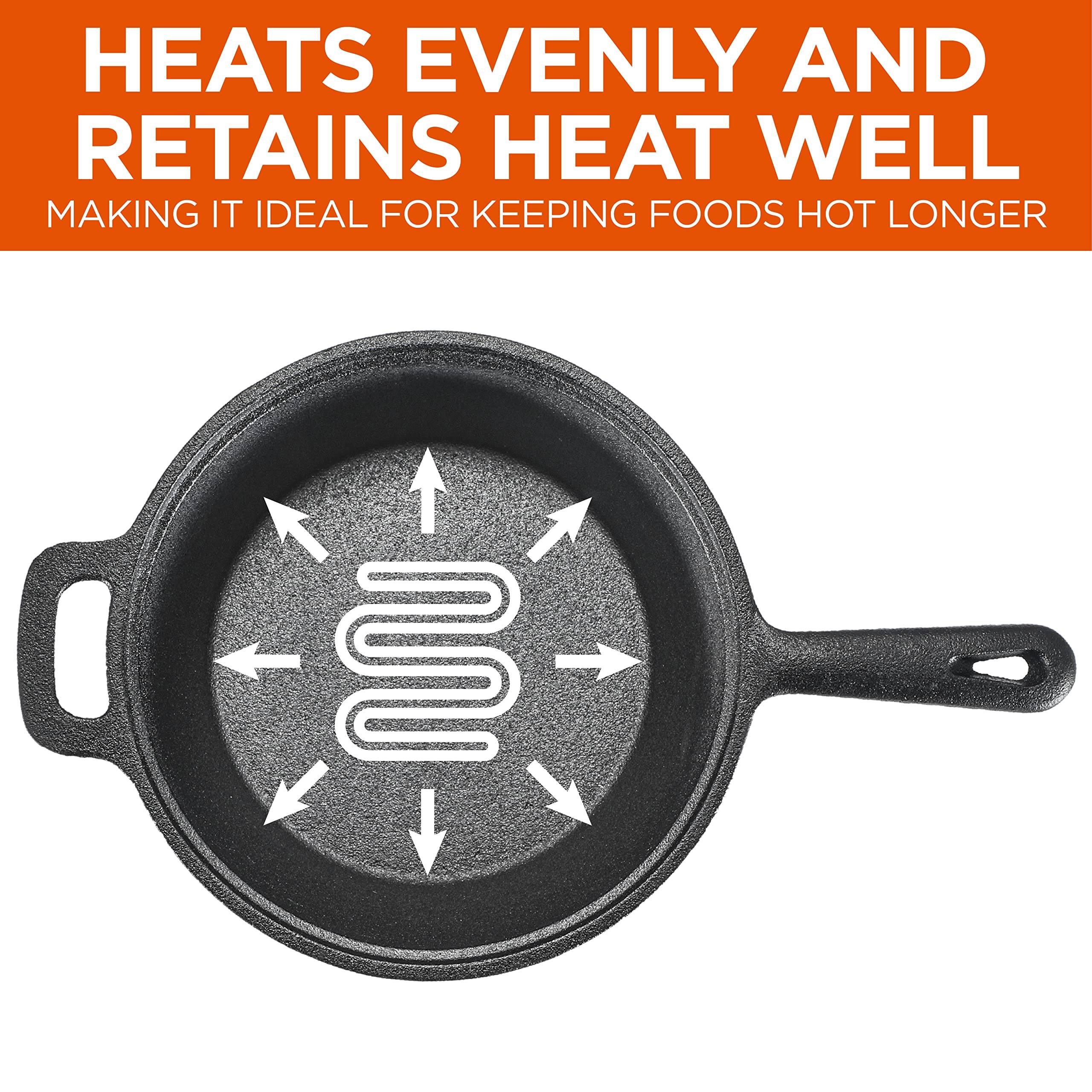 HEATS EVENLY AND RETAINS HEAT WELL
MAKING IT IDEAL FOR KEEPING FOODS HOT LONGER