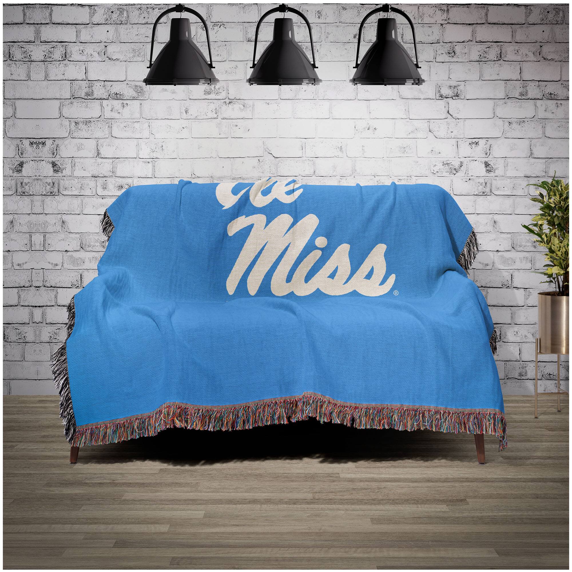 Alt View 1. Chad & Jake - Ole Miss Rebels Woven Blanket - Blue.
