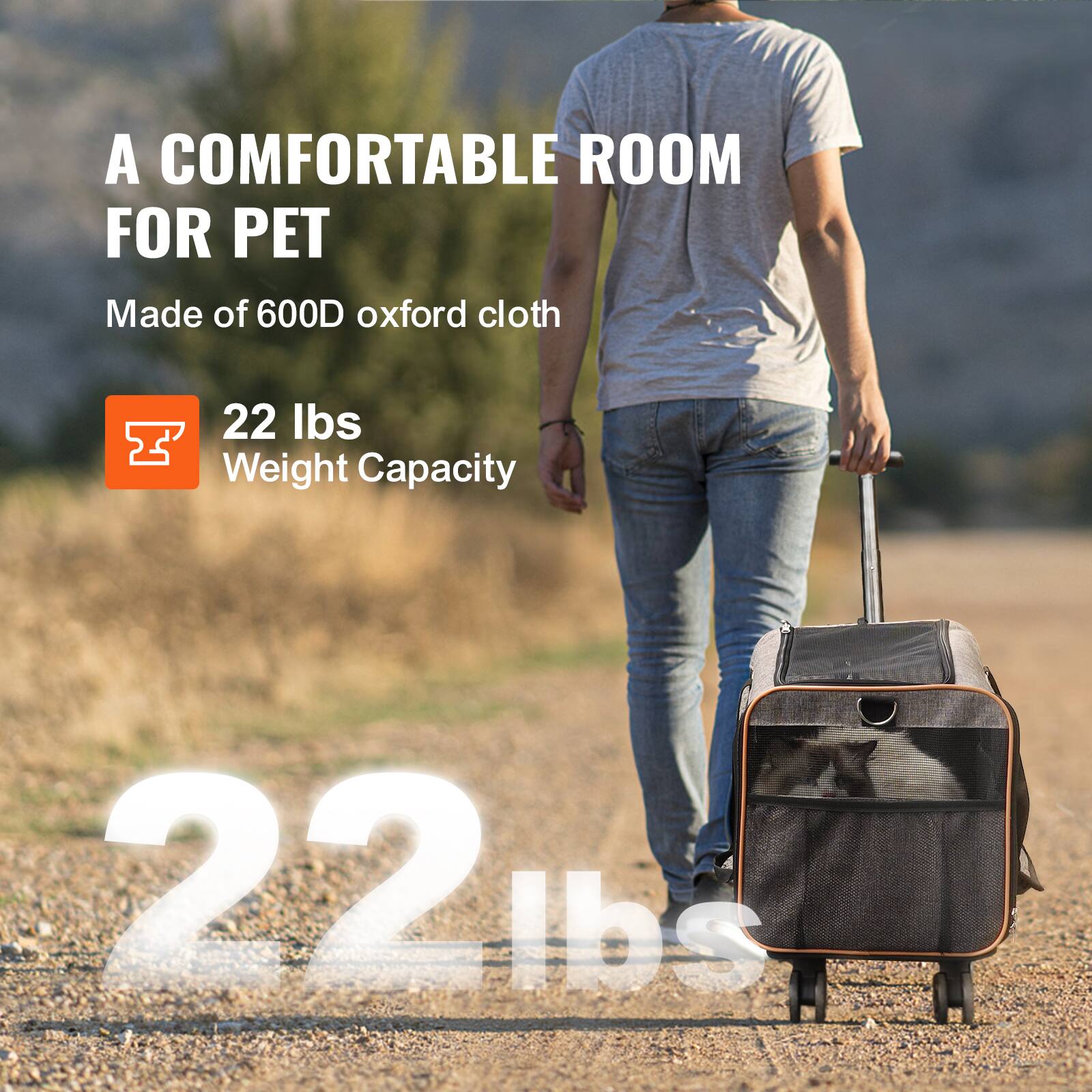 A COMFORTABLE ROOM FOR PET

Made of 600D oxford cloth

22 lbs Weight Capacity

22 lbs