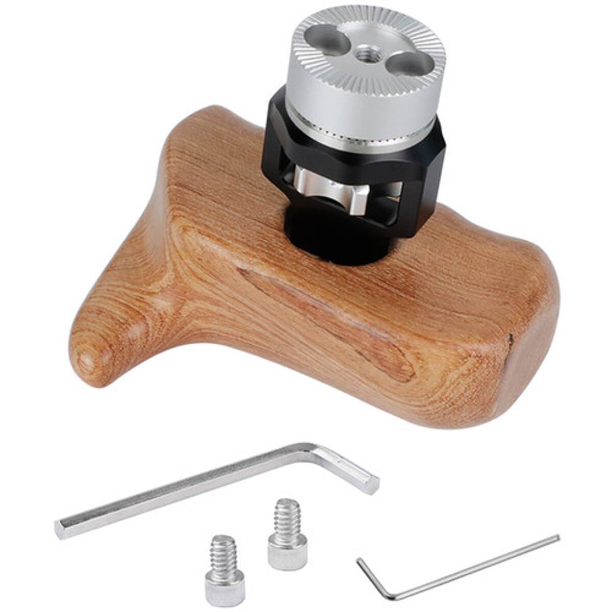Alt View 2. CAMVATE - CAMVATE Left Side Wooden Handle Grip with Arri Rosette  Dual 1/4"-20 Mount.