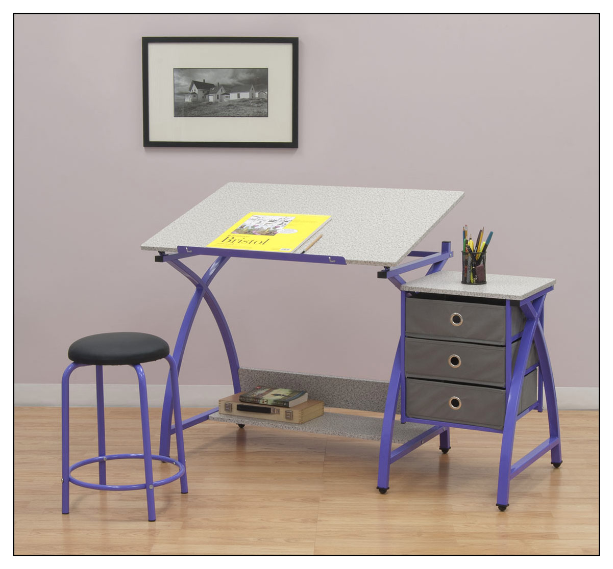 Studio Designs - Comet Center Craft Desk - Purple/Gray was $161.99 now $116.99 (28.0% off)