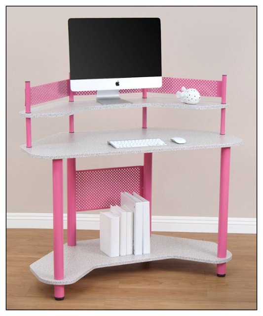 Calico Designs Corner Computer Desk, Pink Corner Desk