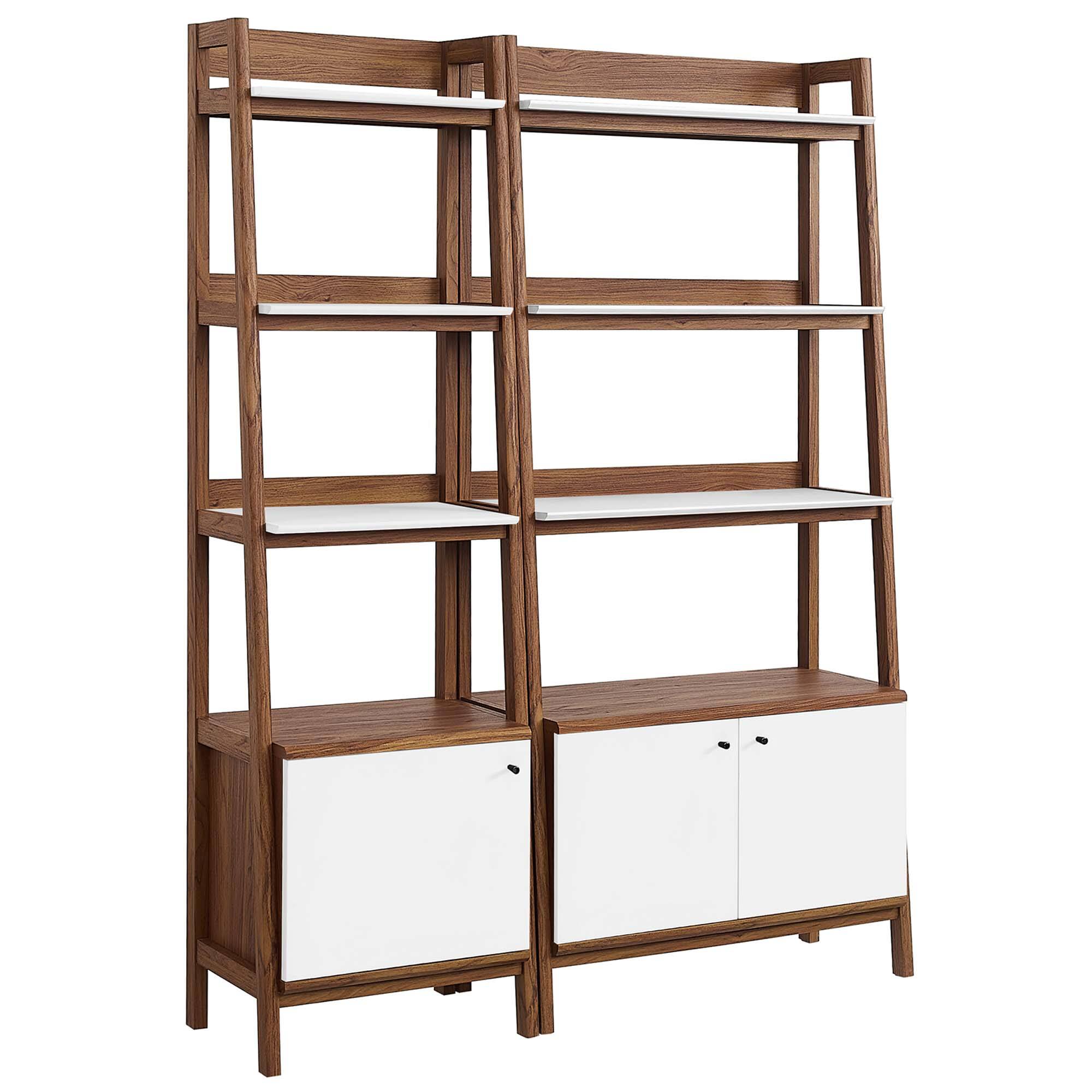Angle. Modway - Bixby Wood Bookshelves Set of 2 by Modway - Walnut White.