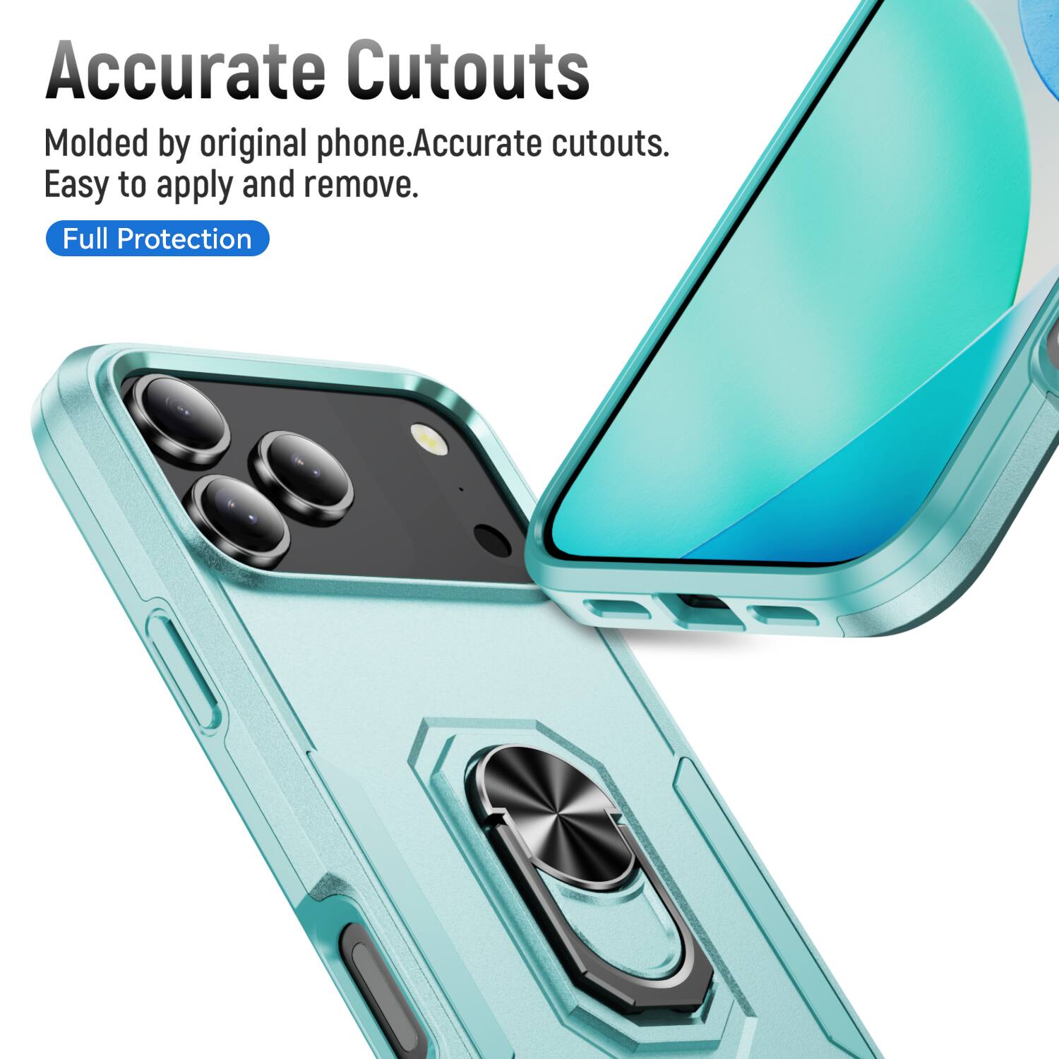 Accurate Cutouts  
Molded by original phone. Accurate cutouts. Easy to apply and remove.  
Full Protection