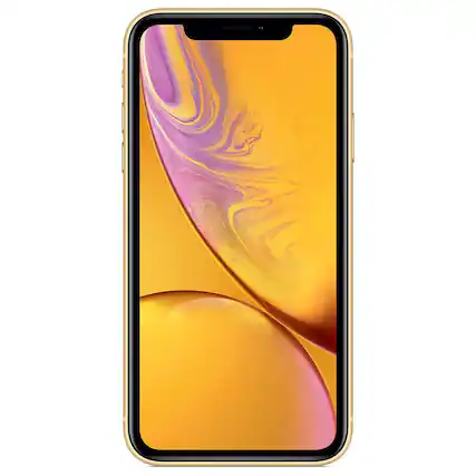 Front. Apple - iPhone XR A1984 (Fully Unlocked) 64GB w/ Pre-Installed Tempered Glass - Yellow.