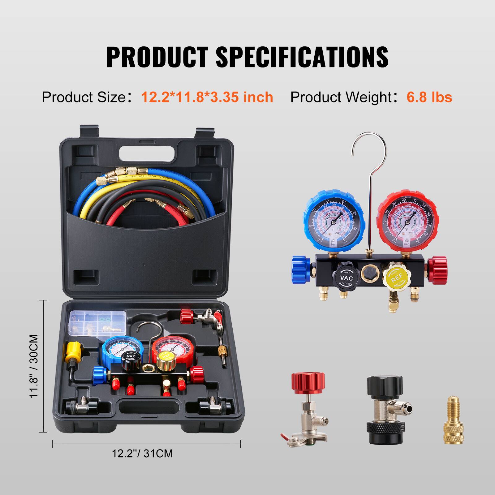 PRODUCT SPECIFICATIONS

Product Size: 12.2*11.8*3.35 inch  
Product Weight: 6.8 lbs  

A R d VAC I REF 11.8" / 30CM SAO 12.2"/ 31CM