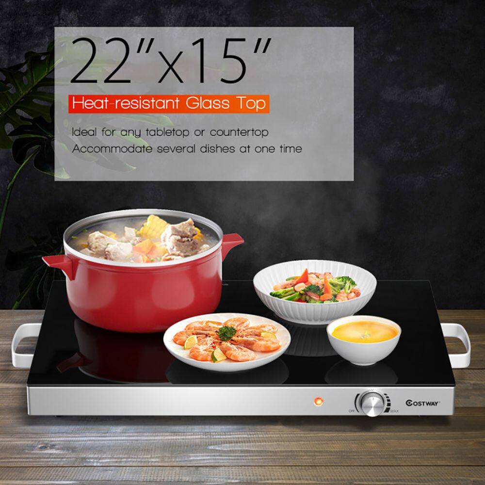 22" x 15"  
Heat-resistant Glass Top  
Ideal for any tabletop or countertop  
Accommodate several dishes at one time  
COSTWAY