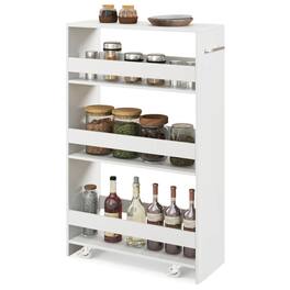 Costway - 4-Tier Rolling Storage Cart 8" Slim Kitchen Cart on Wheels with Open Shelves - White