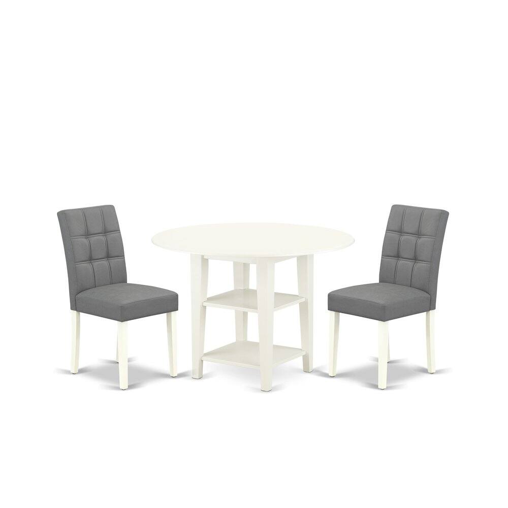 Front. East West Furniture - 3 Piece contain A Dining Table Set Wood Table - White.