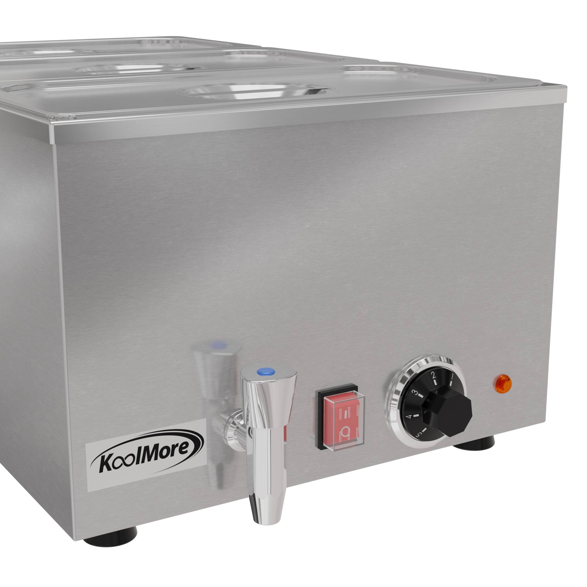 Back. Koolmore - 6 Qt. Three-Section Electric Countertop Food Warmer With Faucet, CFW-3T. - Silver.