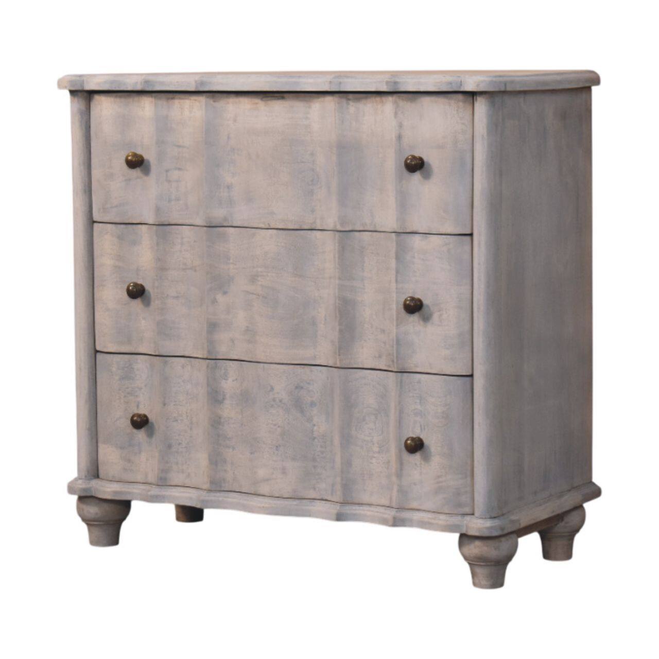 Angle. Artisan Furniture - Artisan Furniture Solid Wood Curved Leg Chest, 3 Drawer - Brown.