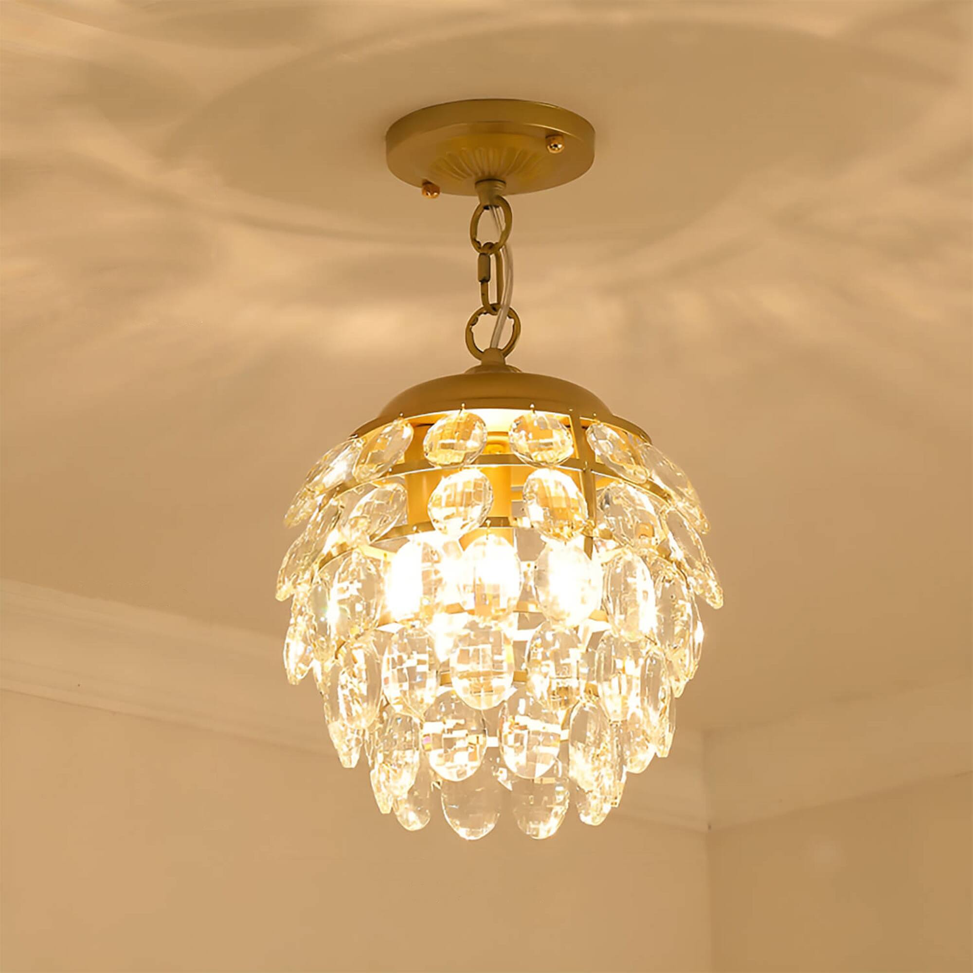 Alt View 10. Siljoy - Pine Cone Shape Crystal Chandelier - Gold.
