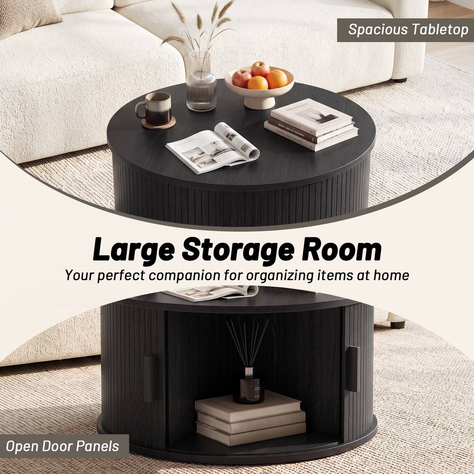 Spacious Tabletop

Large Storage Room
Your perfect companion for organizing items at home

Open Door Panels