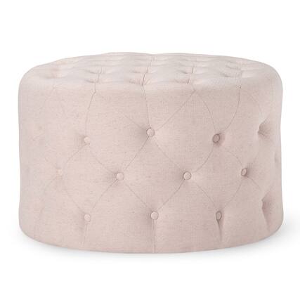 Front. Maven Lane - Maven Lane Marcy Traditional Round Ottoman in Cream Fabric Upholstery - Cream.