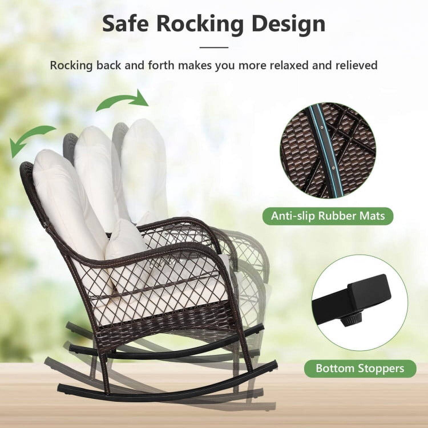Safe Rocking Design  
Rocking back and forth makes you more relaxed and relieved  

Anti-slip Rubber Mats  
Bottom Stoppers