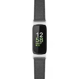 StrapsCo - Textured Strap Leather Watch Band For Fitbit Inspire 3 - Black