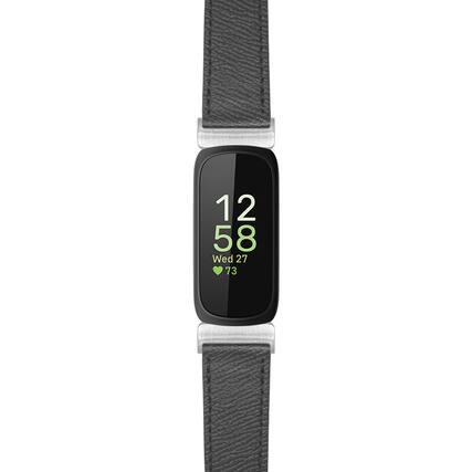 Front. StrapsCo - Textured Strap Leather Watch Band For Fitbit Inspire 3 - Black.