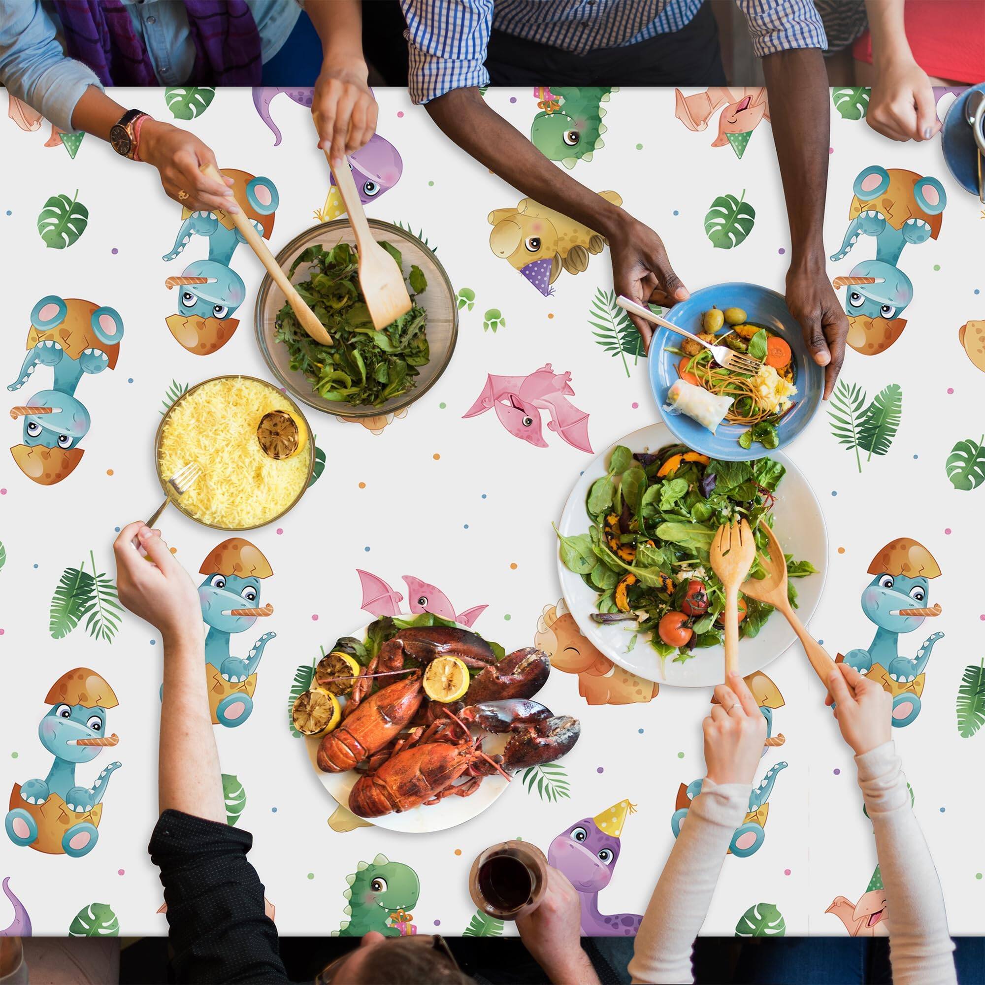 Alt View 7. Dapper Styles - Dinosaur 1st Birthday Party Tablecloths - One A Saurus Table Cover Decorations Themed Rectangular Plastic D... - Pink Two Nado.