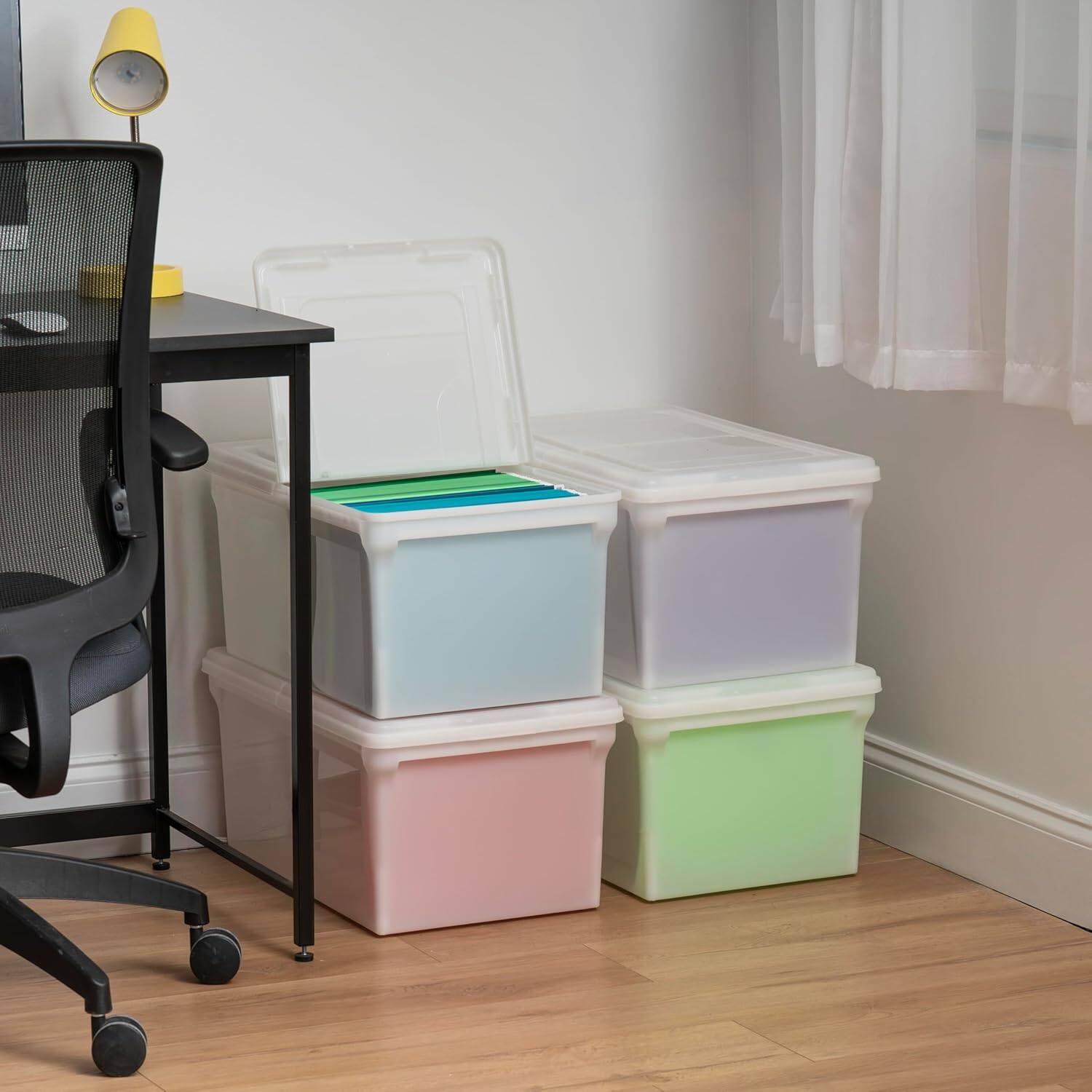 Alt View 6. IRIS USA - IRIS USA 44Qt Plastic File Box, Stackable Nestable, Pearl, 4Pk.