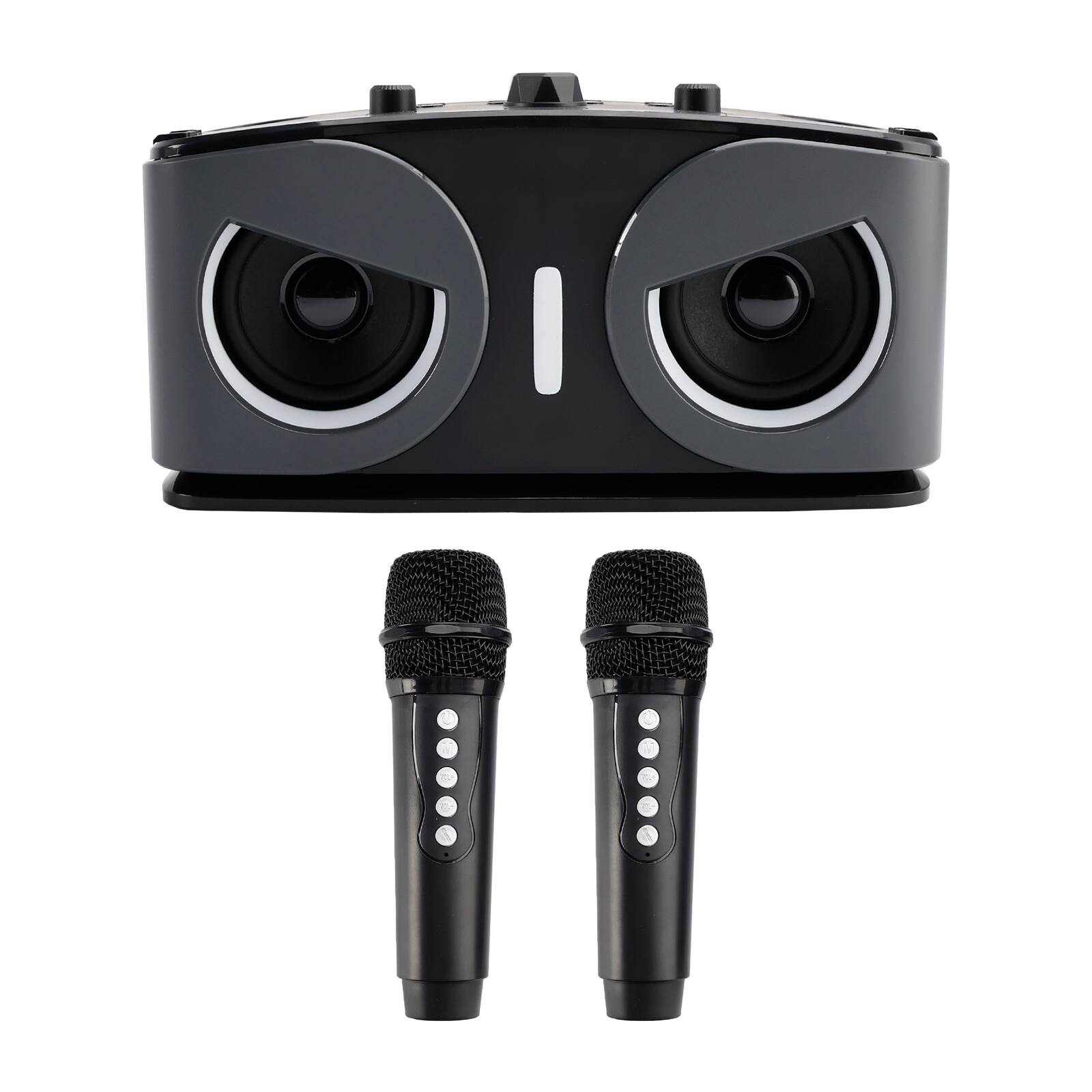 Alt View 2. Topteng - ​​20W Bluetooth Karaoke Speaker with 2 Mics - BT 5.3, Home Theater Speaker, TF/AUX/U disk, 2400mAh Battery - Black.