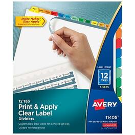 Avery - Index Maker Paper Dividers with Print & Apply Label Sheets, 12 Tabs, 5 Sets/Pack - Multicolor