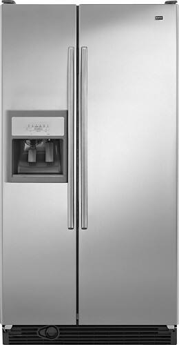 Front Standard. Maytag - 25.1 Cu. Ft. Side-by-Side Refrigerator with Thru-the-Door Ice and Water - Stainless-Steel.