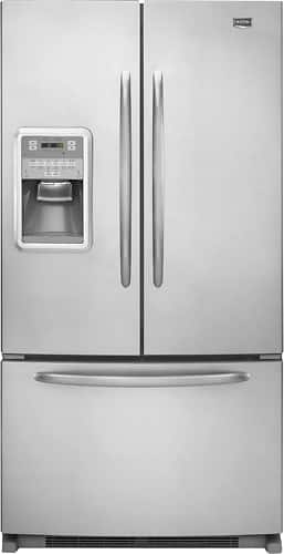 Front Standard. Maytag - 24.9 Cu. Ft. French Door Refrigerator with Thru-the-Door Ice and Water - Stainless-Steel.