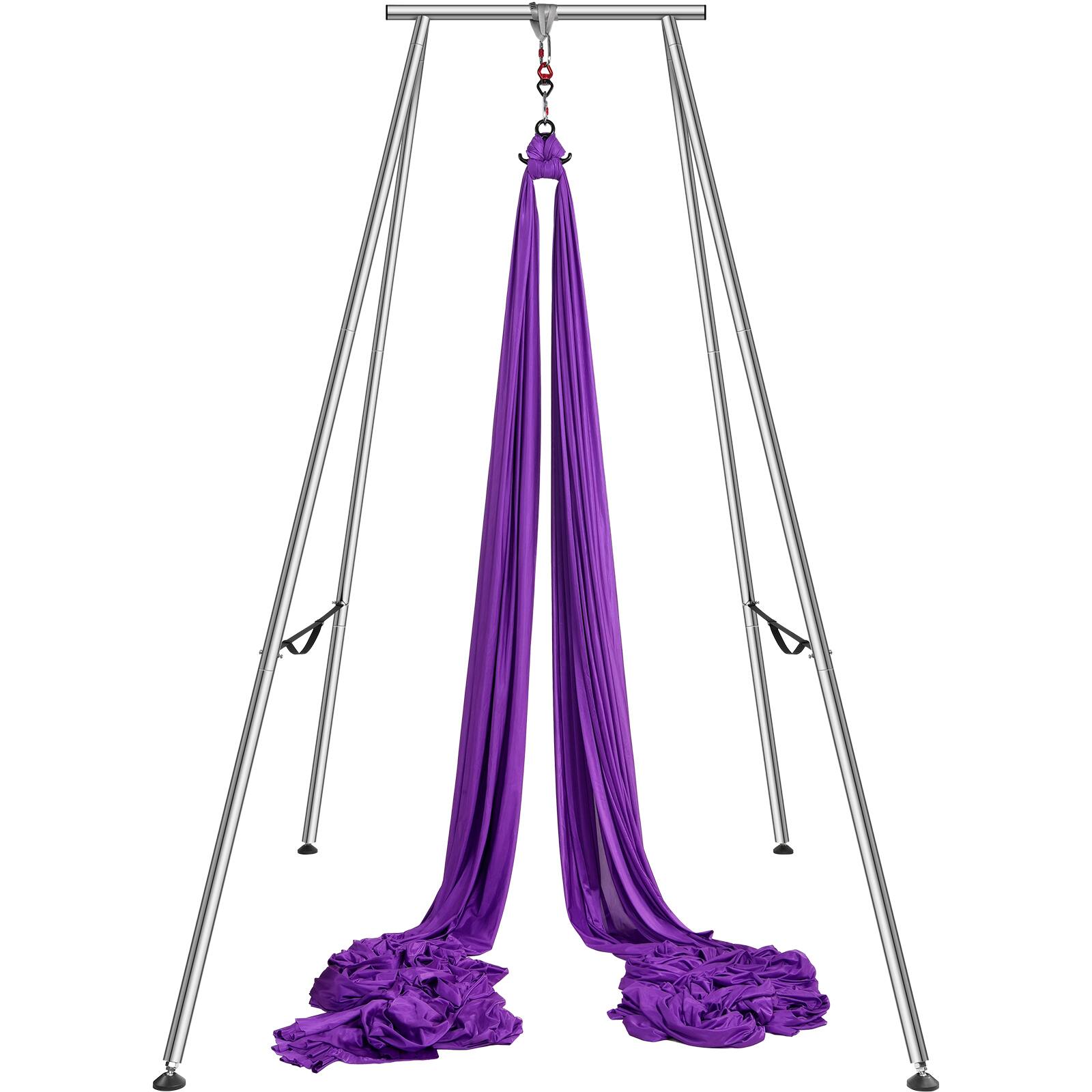 VEVOR - Aerial Yoga Frame & Yoga Hammock, 9.67 ft Height Professional Yoga Swing Stand Comes with 13.1 Yards Aerial Hammock - Purple